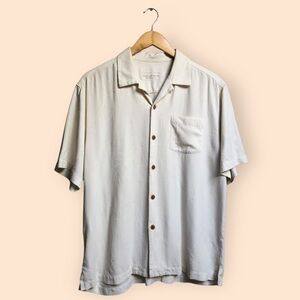 Tommy Bahama Original Fit MENS Silk Button Down Shirt Short Sleeve Summer Large